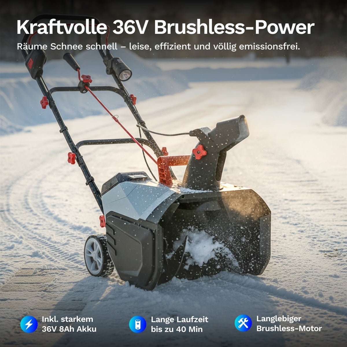 AL-KO Akku-Schneefräse 36V - ST 4048 - inkl. Akku und Ladegerät - Mühelose Räumung bis zu 300 m²